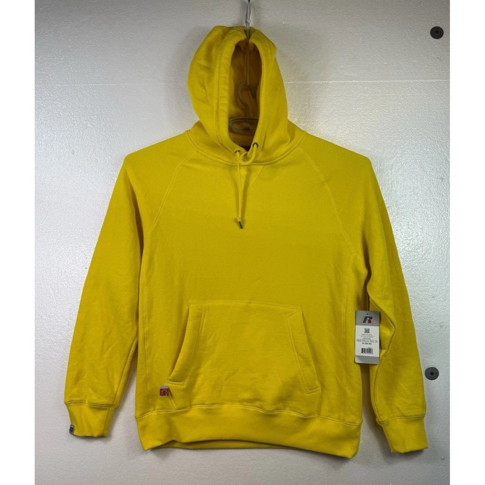 Russell Athletic Hoodie Mens Sz M Yellow Sweatshirt Cotton Sports Pullover NWT